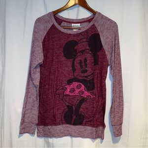 Disney Women’s Burgundy Minnie Mouse Long Sleeve Shirt Size Medium